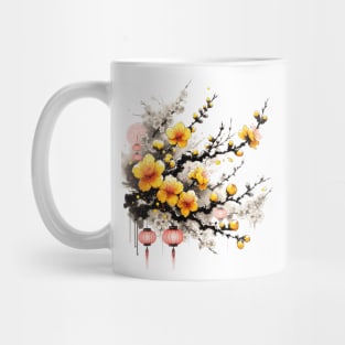 Ink Drawing of Hoa Mai Happy New Year Mug